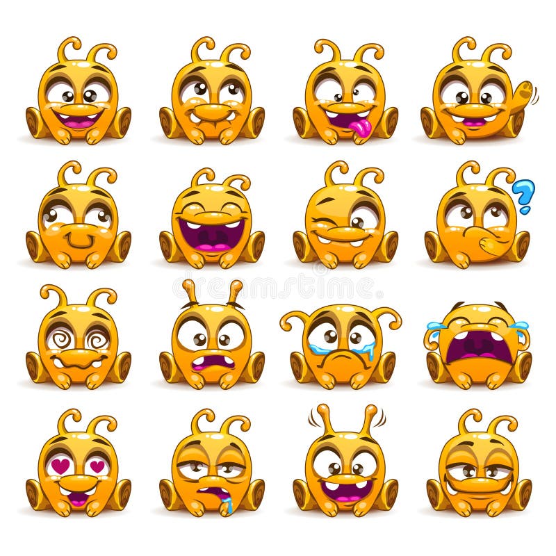 Lustige gelbe ausländische Charakter Emoticons eingestellt vektor abbildung Lustige gelbe ausländische Charakter Emoticons eingestellt vektor abbildung