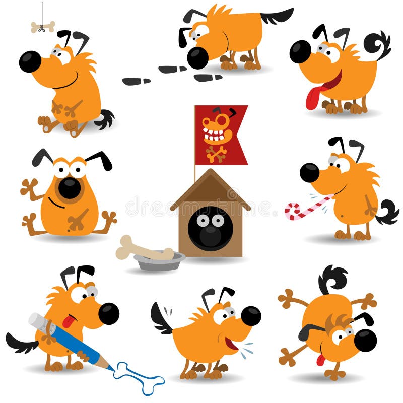 Lustige Hunde eingestellt vektor abbildung. Illustration von tier