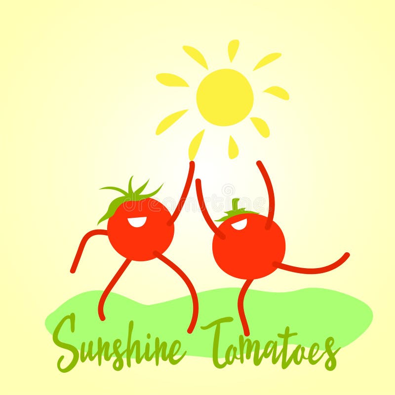 Lustige Karikatursonnenscheintomaten unter der Sonne Feier der Ernte, eine Umsatzsteigerung des Tomatenkonzeptes positiv lizenzfreie abbildung Lustige Karikatursonnenscheintomaten unter der Sonne Feier der Ernte, eine Umsatzsteigerung des Tomatenkonzeptes positiv lizenzfreie abbildung