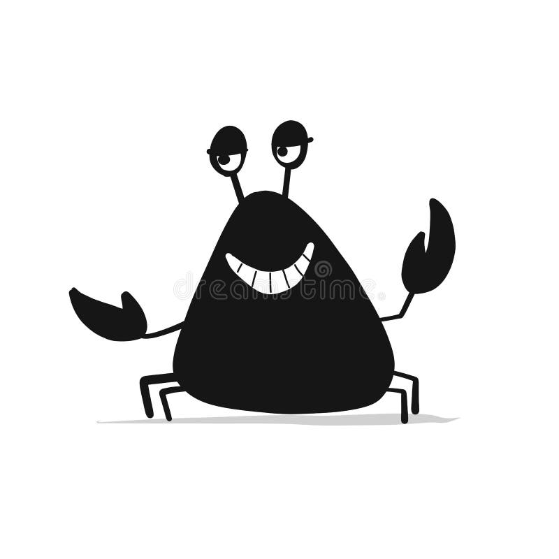 Lustige Krabbe, schwarzes Schattenbild für Ihr Design lizenzfreie abbildung Lustige Krabbe, schwarzes Schattenbild für Ihr Design lizenzfreie abbildung