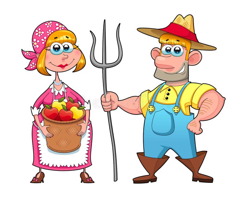Lustige Paare von Landwirten vektor abbildung Lustige Paare von Landwirten vektor abbildung