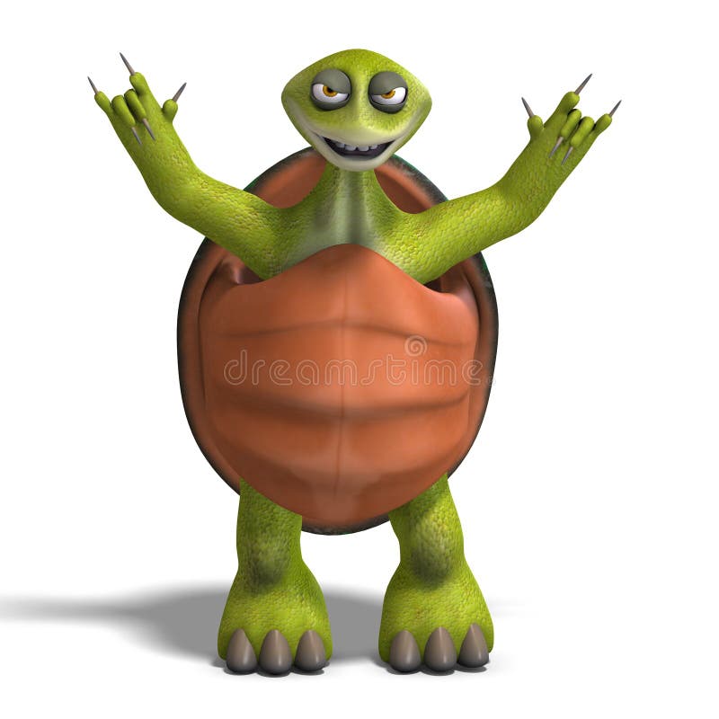 3D rendering of a funny toon turtle enjoys life with clipping path and shadow over white. 3D rendering of a funny toon turtle enjoys life with clipping path and shadow over white