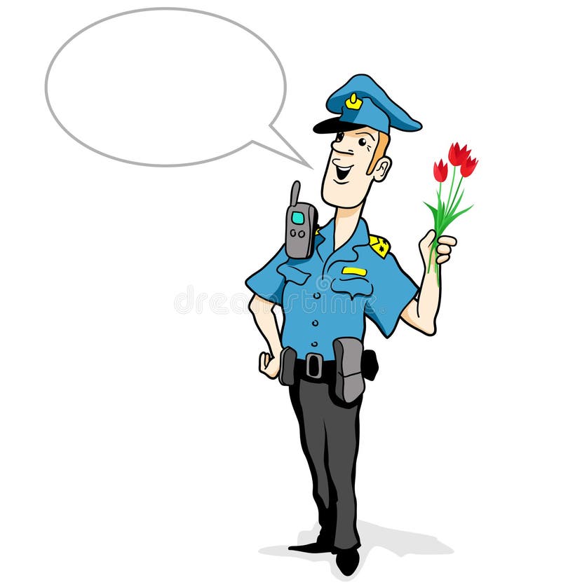 Lustiger KarikaturPolizist Mit SpracheBlase Vektor