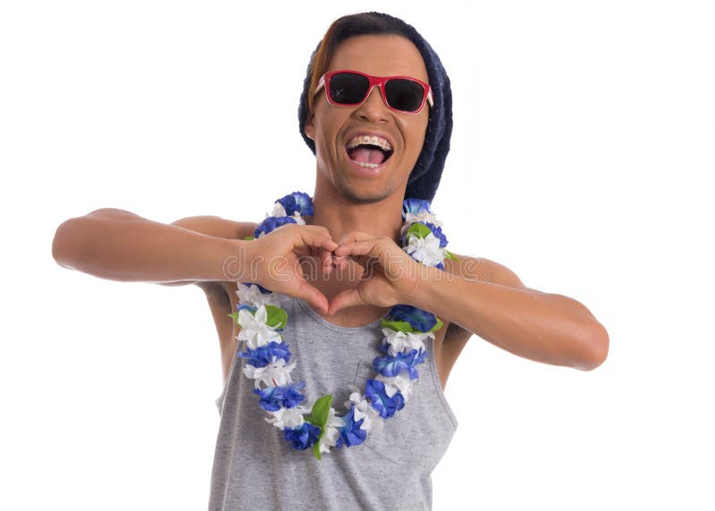 Lustiger Mann genießt die Partei Junger schwarzer Mann trägt sunglasse lizenzfreies stockbild