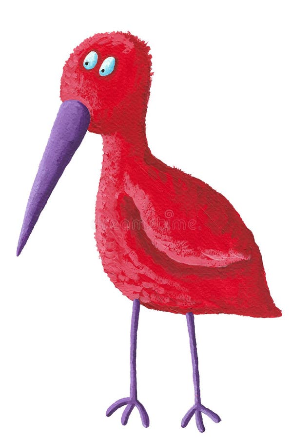 Lustiger roter Vogel mit dem purpurroten Schnabel