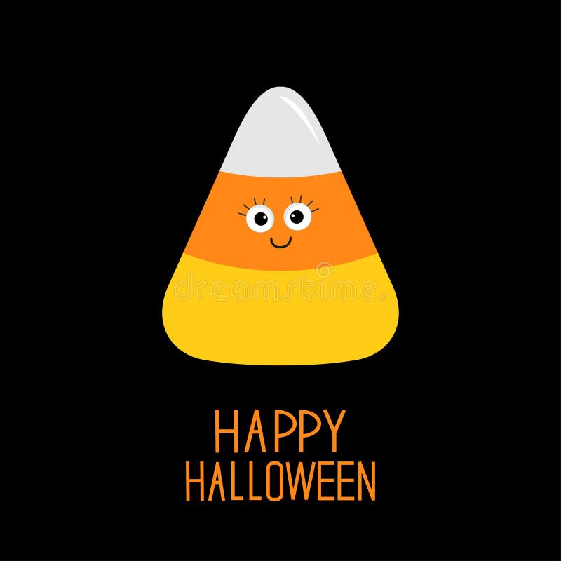 Lustiger Süßigkeitsmais mit Gesicht Glückliche Halloween-Karte Platz für Exemplar/Text Flaches Design stock abbildung Lustiger Süßigkeitsmais mit Gesicht Glückliche Halloween-Karte Platz für Exemplar/Text Flaches Design stock abbildung