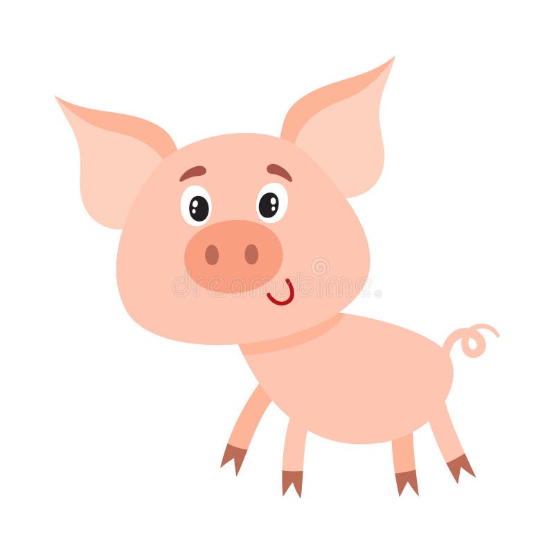 Lustiges kleines lächelndes Schwein mit wirbelndem Endstück, lokalisierte Vektorillustration vektor abbildung