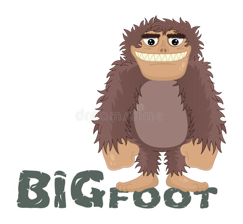 Lustiges sasquatch Karikatur des Vektors, Yeti, freundliches Lächeln Bigfoot-Stellung Stehender und bei der Stellung lächelnder H lizenzfreie abbildung Lustiges sasquatch Karikatur des Vektors, Yeti, freundliches Lächeln Bigfoot-Stellung Stehender und bei der Stellung lächelnder H lizenzfreie abbildung