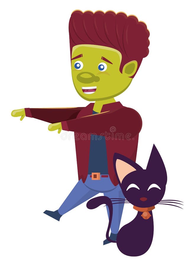 Lustigt kostum av frankenstein med katthalloween-karaktär vektor illustrationer