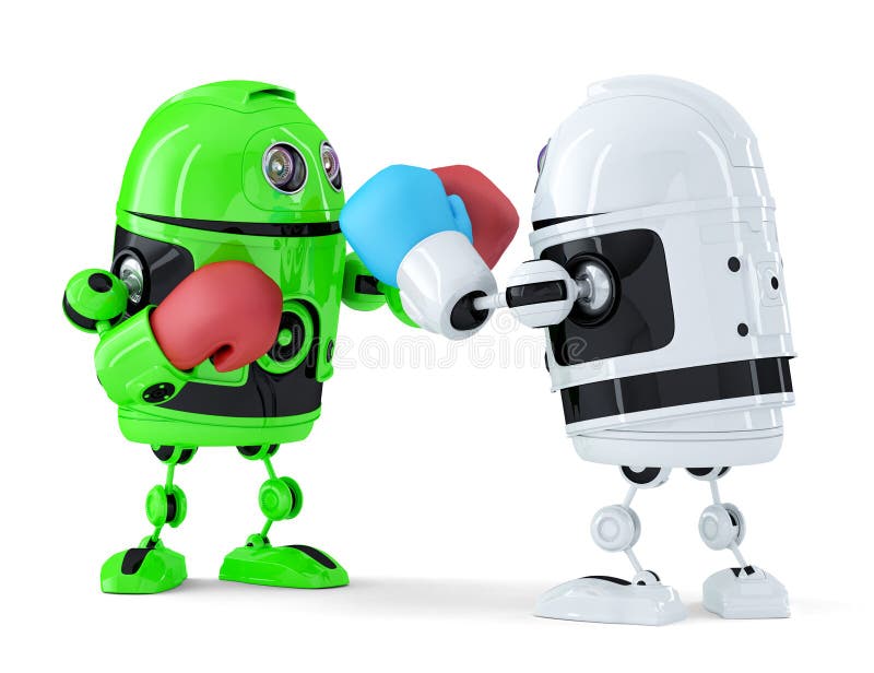 Luta dos robôs do brinquedo Isolado Contem o trajeto de grampeamento ilustração royalty free Luta dos robôs do brinquedo Isolado Contem o trajeto de grampeamento ilustração royalty free