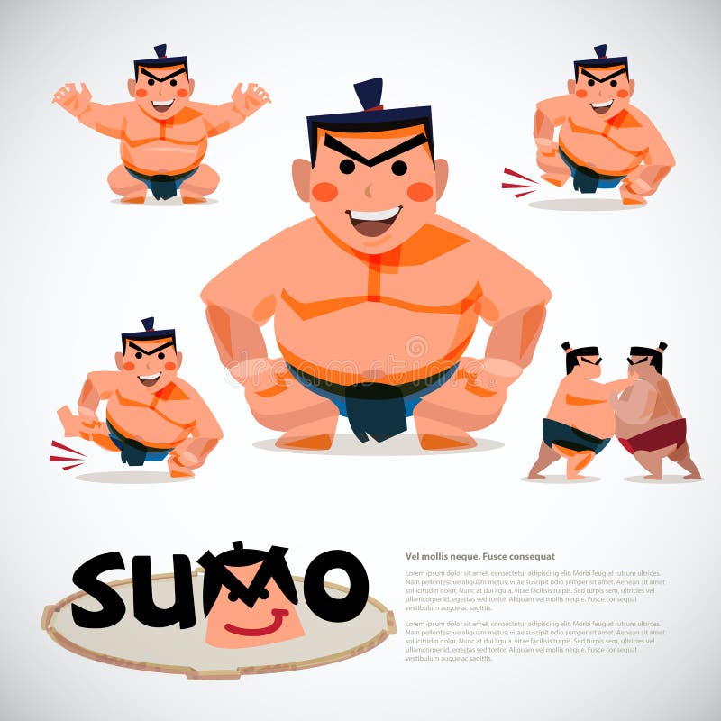 Lutador do Suco no grupo da ação projeto de caráter, traditi japonês ilustração do vetor Lutador do Suco no grupo da ação projeto de caráter, traditi japonês ilustração do vetor