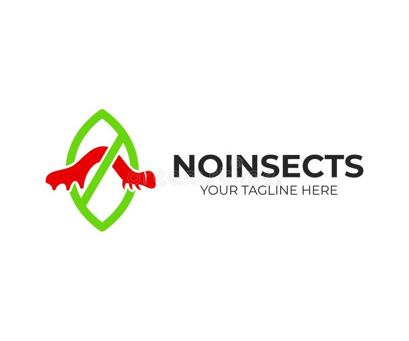 Lutte contre les parasites et avec les insectes, chenille sur une feuille avec l'anti parasite d'interdiction, conception de logo illustration stock Lutte contre les parasites et avec les insectes, chenille sur une feuille avec l'anti parasite d'interdiction, conception de logo illustration stock