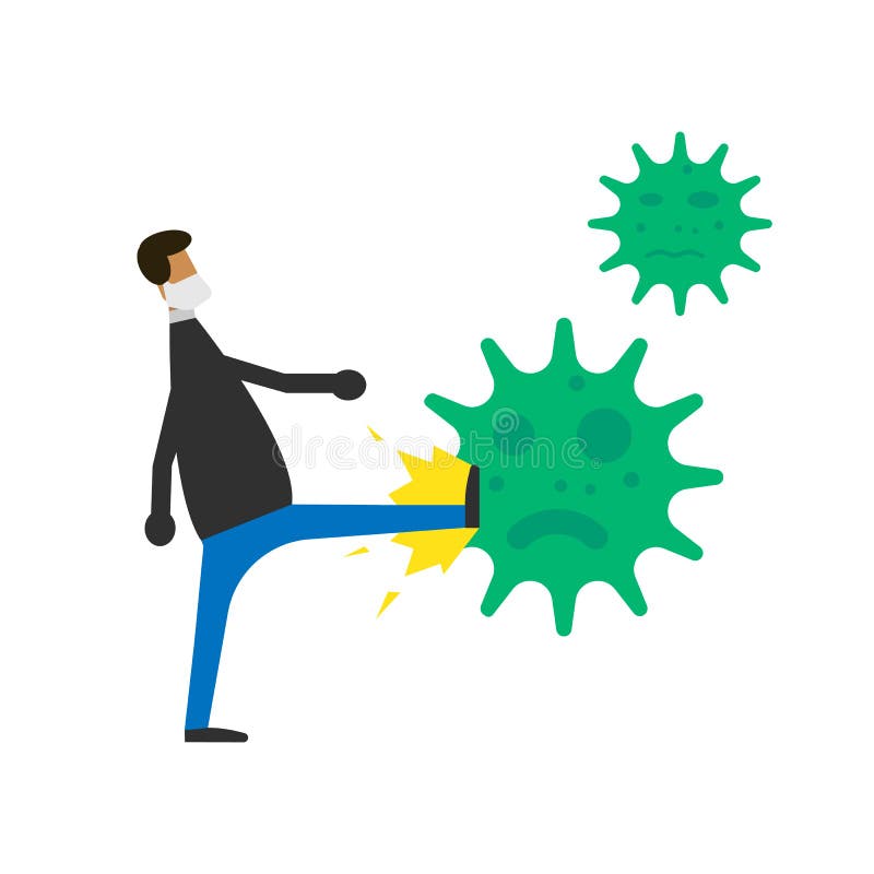 Lutter contre le virus de la corona du 19 virus covid isolé sur fond blanc Illustration vectorielle