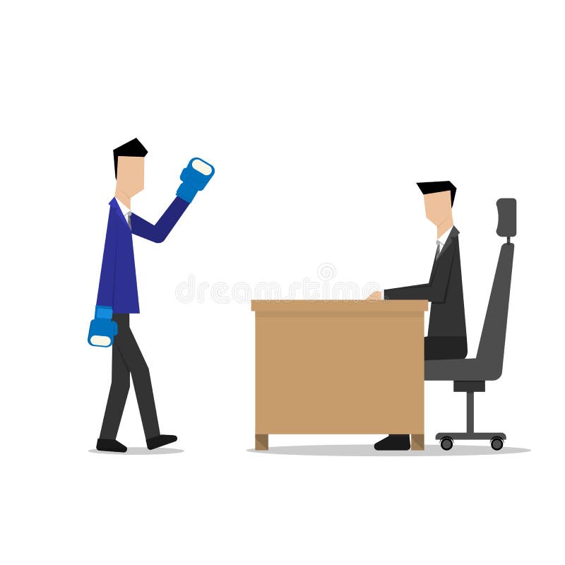 Luvas de encaixotamento do desgaste do homem de negócios ilustração stock Luvas de encaixotamento do desgaste do homem de negócios ilustração stock
