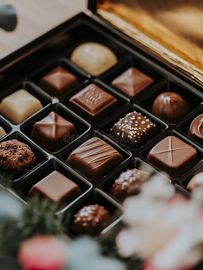 Luxe Assortie Chocolat Truffes Boîte cadeau délicieux Sweet lait foncé nourriture riche bonbons blanc illustration libre de droits