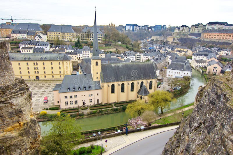Luxembourg - aerial view of the abbey between 2 rocks