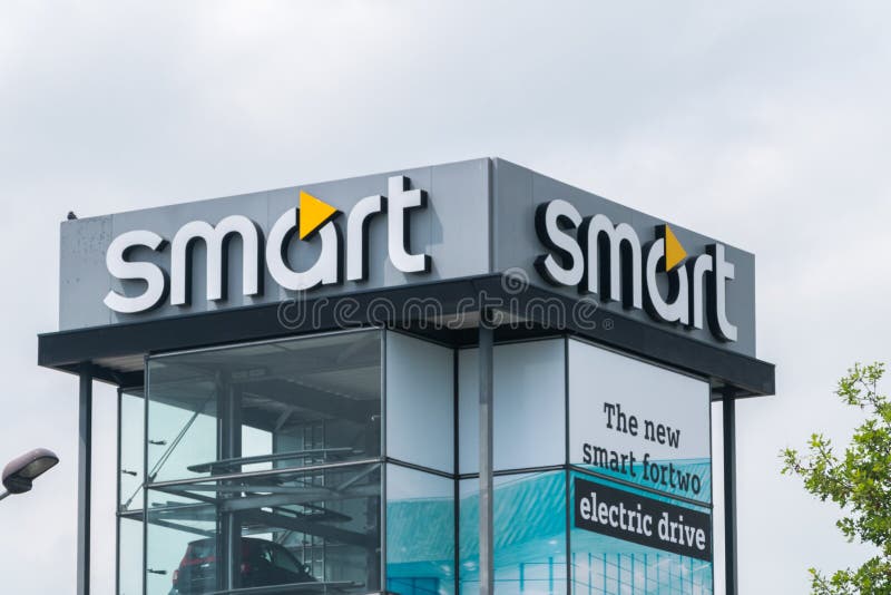 Smart logo and sign. Smart is a German automotive brand and division of Daimler AG royalty free stock photography Smart logo and sign. Smart is a German automotive brand and division of Daimler AG royalty free stock photography