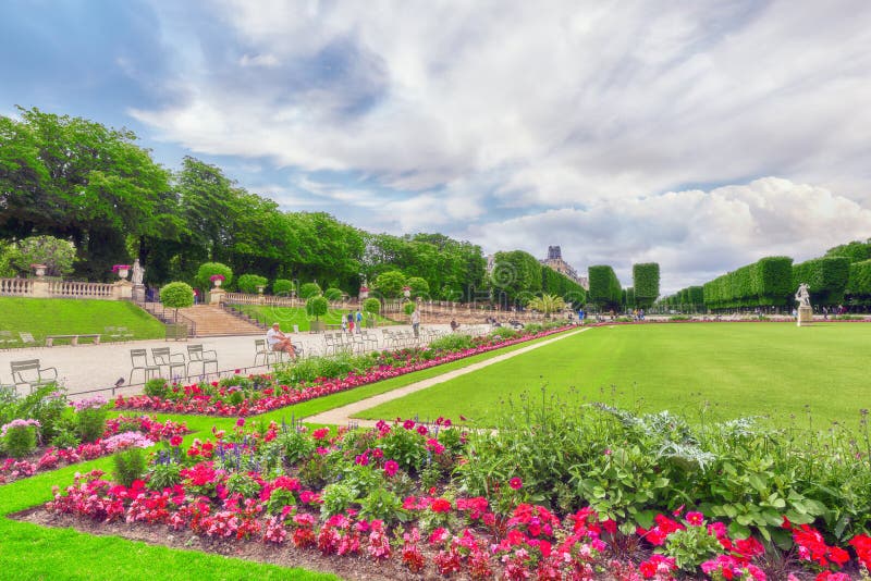 Luxembourg Palace and park in Paris .