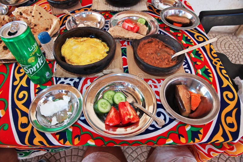 Luxor, Egypt 01 Mar 2017 Egyptian Food on the Nile River in Egypt