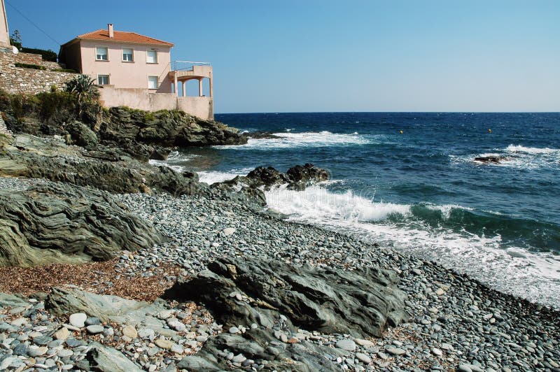 Luxuriant Villa on the Beach, Erbalunga, Corsica Stock Photo Image of