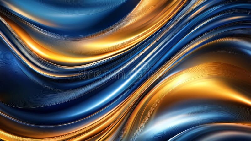 This luxurious abstract gold and navy blue wave design has copy space for text, is elegant background for marketing and stock photo
