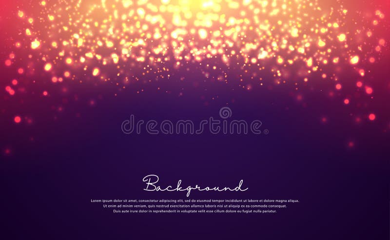 Luxurious bokeh glitter circle background. Defocused bokeh glitter light on dark background. Dynamic abstract particle background royalty free illustration