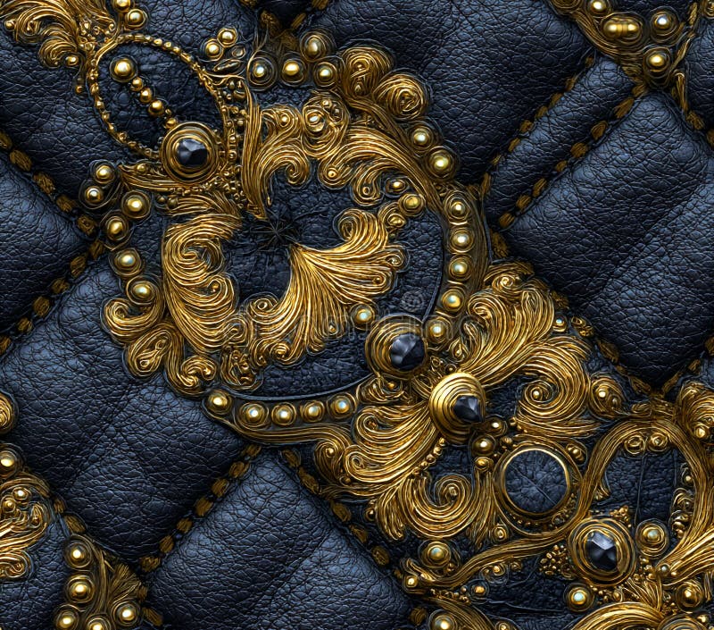 Luxurious Gold Chains on Dark Blue Texture Elegant Background for Design royalty free illustration