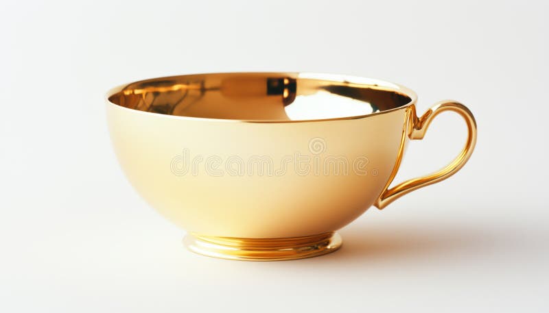 Luxurious Gold Cup Placed On A Sleek White Surface Creating A Stunning Contrast. A Regal Display Of Elegance And Sophistication. royalty free stock images