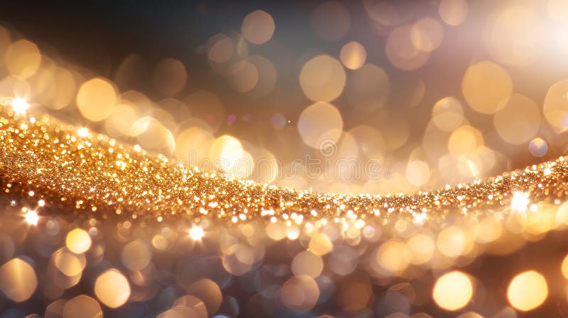 Luxurious Golden Glitter and Bokeh Lights Creating Festive Celebration Atmosphere stock images