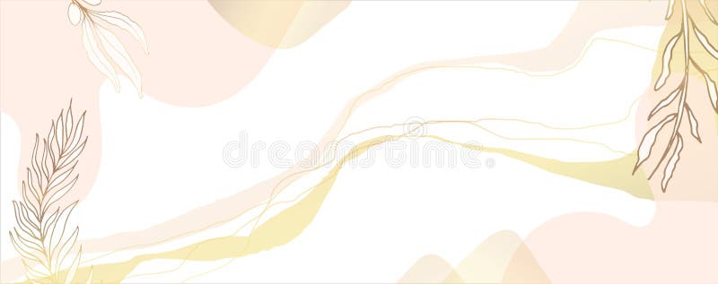 Luxurious Golden Wallpaper. White Background. Gold Leaves Wall Art with