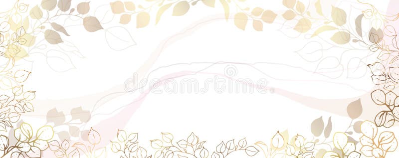 Luxurious Golden Wallpaper. White Background. Gold Leaves Wall Art with