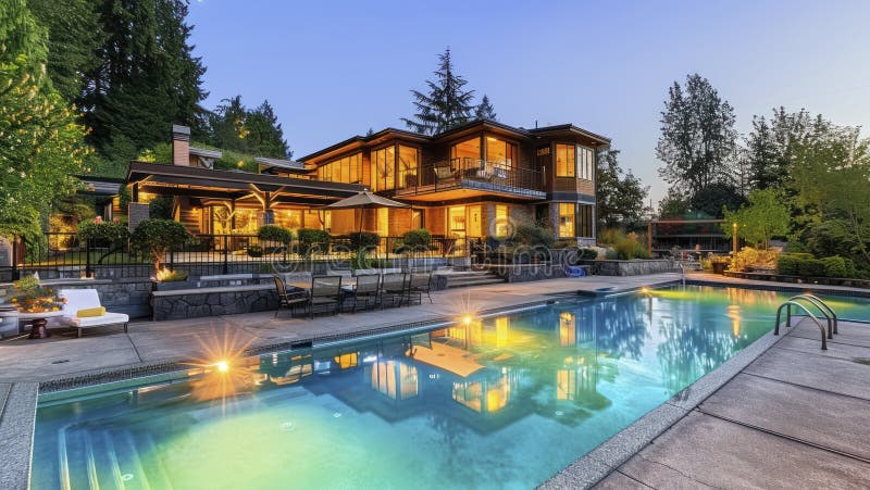 A Luxurious Large Home with Expansive Grounds and a Gleaming Swimming Pool.