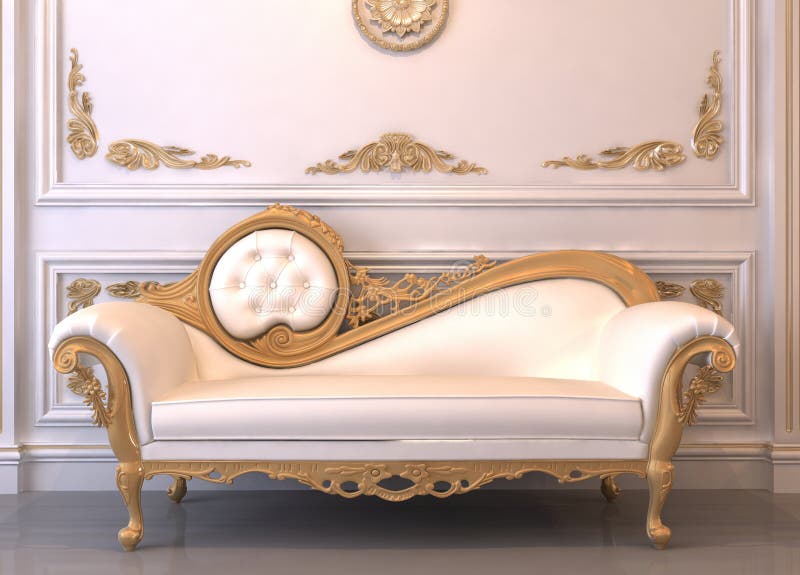 Luxurious leather sofa with frame