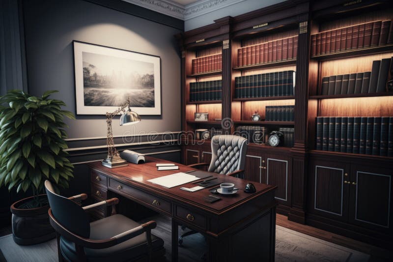 Luxurious and Modern Business Lawyers Office Stock Illustration