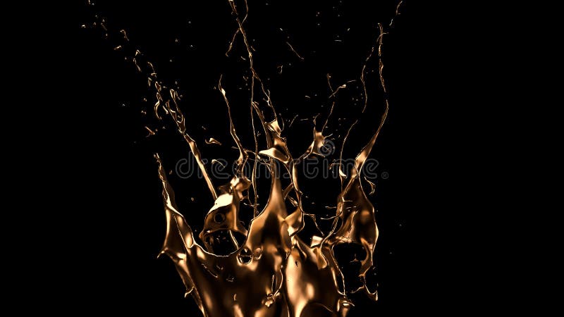 Luxurious, mysterious, vintage, abstract splash of liquid gold on a black background. 3d illustration, 3d rendering