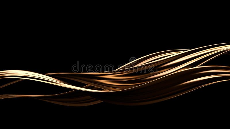 Luxurious, mysterious, vintage, abstract splash of liquid gold on a black background. 3d illustration, 3d rendering
