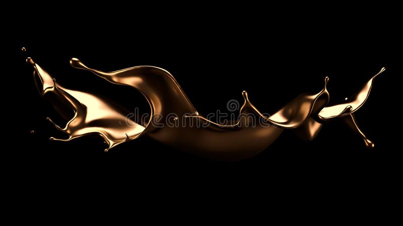 Luxurious, mysterious, vintage, abstract splash of liquid gold on a black background. 3d illustration, 3d rendering