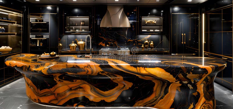 Luxurious new kitchen with new and high-tech appliances High quality photo stock image