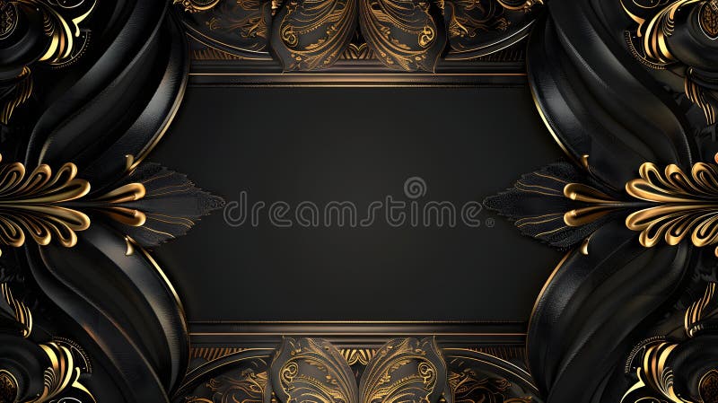 Luxurious Poster Background with Black and Gold Color Palette and Empty Central Space. This is AI generative image. royalty free illustration