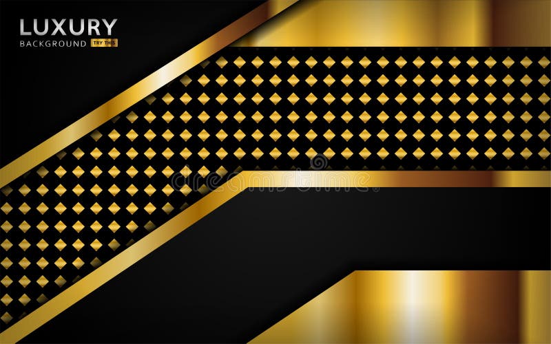 Luxurious premium black abstract background with golden lines vector illustration