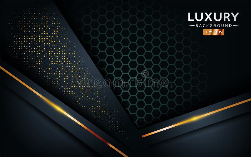 Luxurious premium black abstract background with golden lines. Overlap textured layer design royalty free illustration