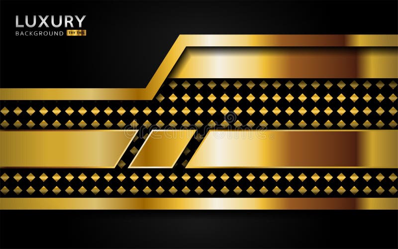 Luxurious premium black abstract background with golden lines stock illustration
