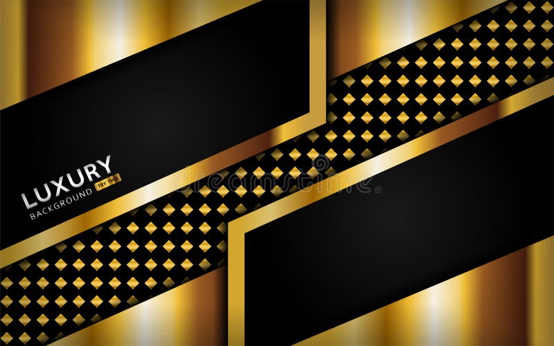 Luxurious premium black abstract background with golden lines vector illustration