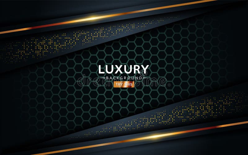 Luxurious premium black abstract background with golden lines. Overlap textured layer design royalty free illustration