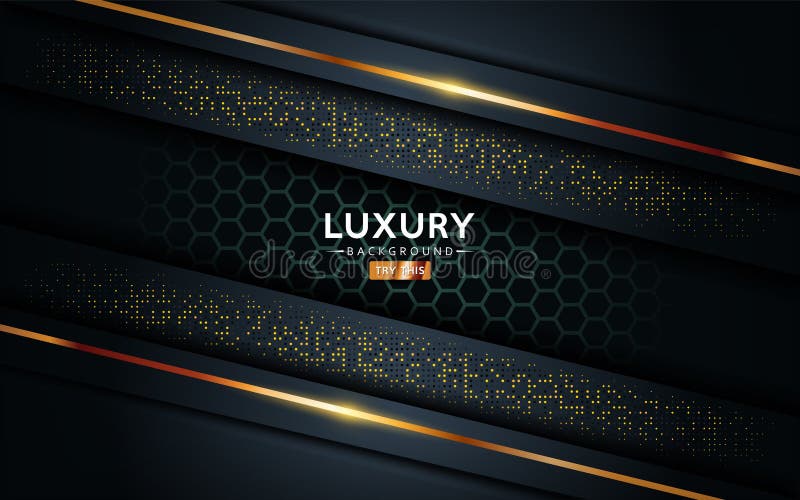 Luxurious premium black abstract background with golden lines. Overlap textured layer design royalty free illustration