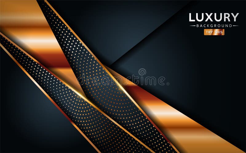 Luxurious premium black abstract background with golden lines. Overlap textured layer design royalty free illustration