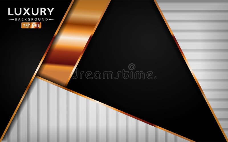 Luxurious premium black white abstract background with golden lines. Overlap textured layer design stock illustration