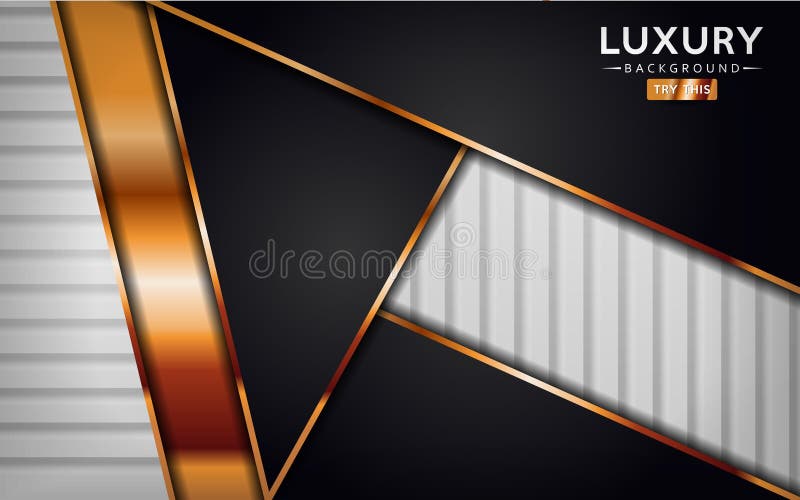 Luxurious premium black white abstract background with golden lines. Overlap textured layer design vector illustration