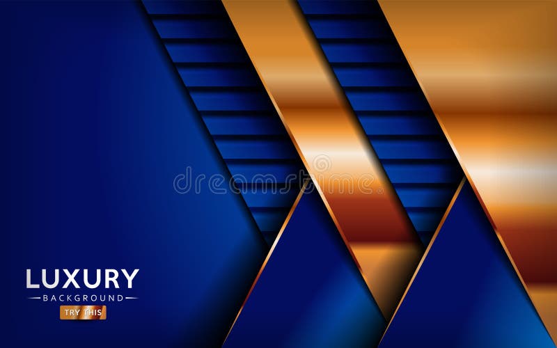 Luxurious premium blue abstract background with golden lines. Overlap textured layer design royalty free illustration
