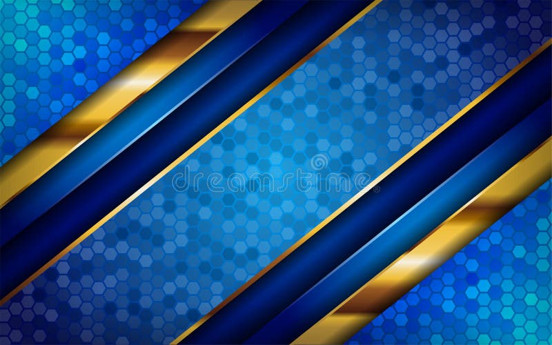 Luxurious premium blue abstract background with golden lines. Overlap textured layer design vector illustration